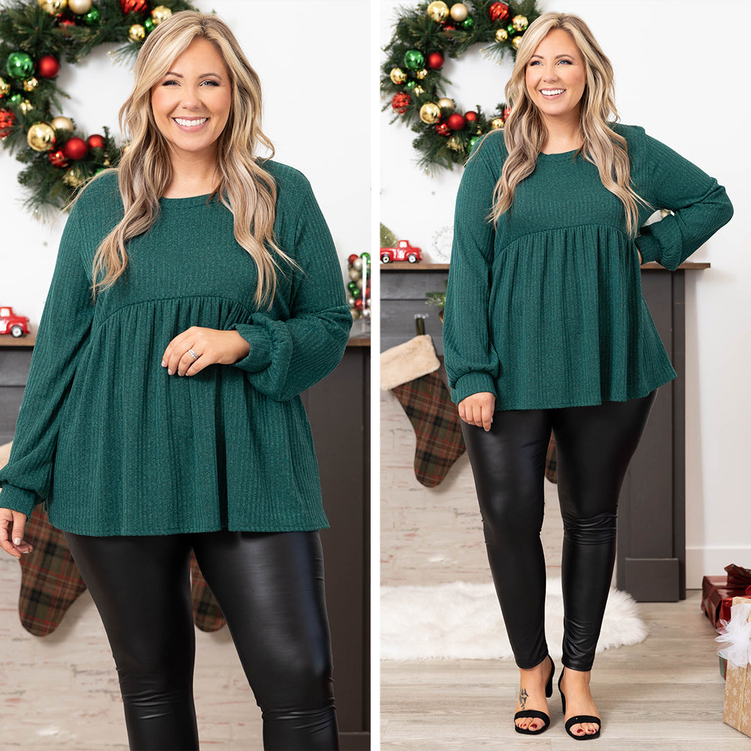 Rose In The Dark Top. Hunter Green