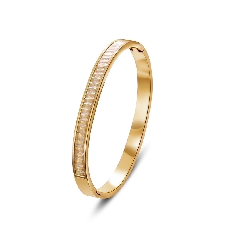 Retro Round Titanium Steel Inlay Zircon Bangle