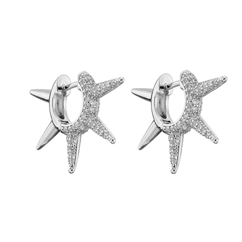 Simple Micro-inlaid Thorn Pointed Copper Plated Ear Clip