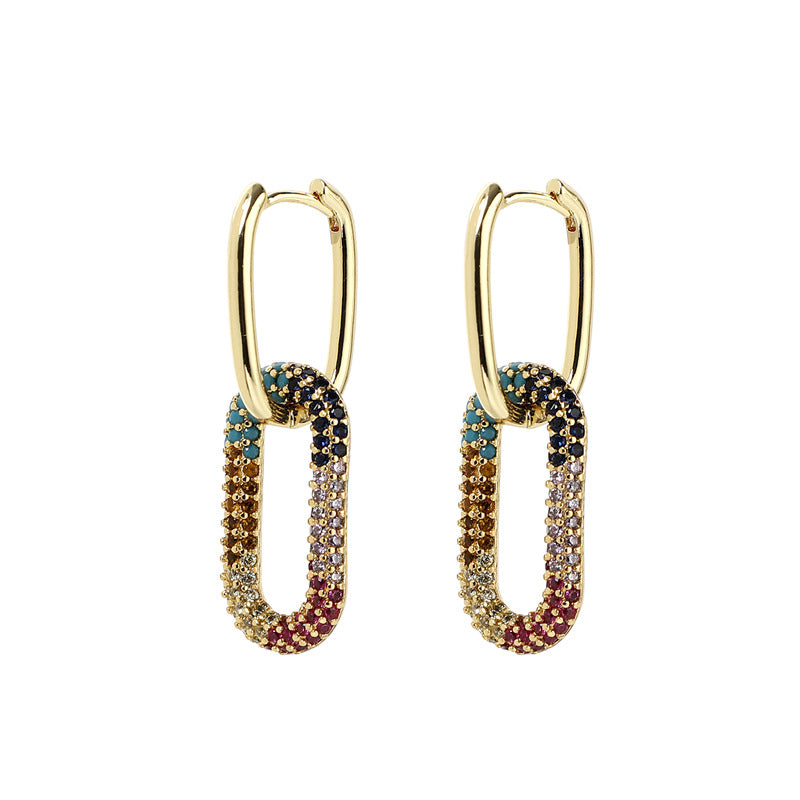 Minimalist Elegant Women Star Hollow Geometric Metal Geometric Zircon Earrings