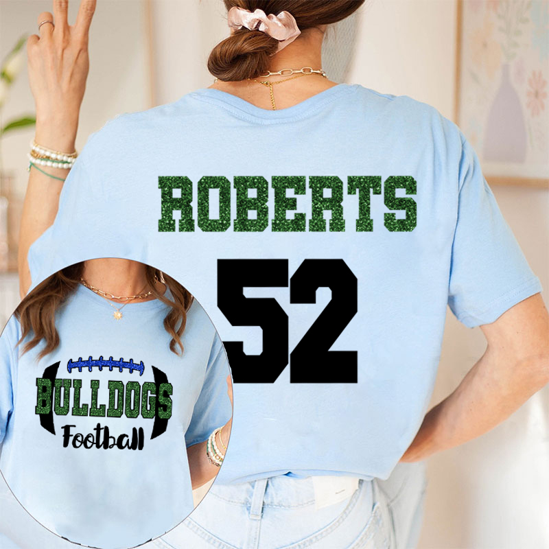 Personalized Mascot Name And Number Football Game Day Teacher Two Sided T-Shirt