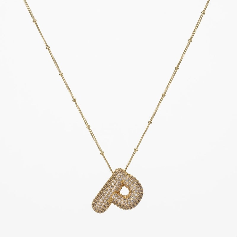 Copper Gold Plated Silver Plated IG Style Minimalist Plating Inlay Letter Zircon Pendant Necklace