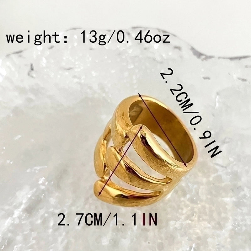 304 Stainless Steel 14K Gold Plated Retro Classic Style Plating Geometric Water Droplets Open Rings