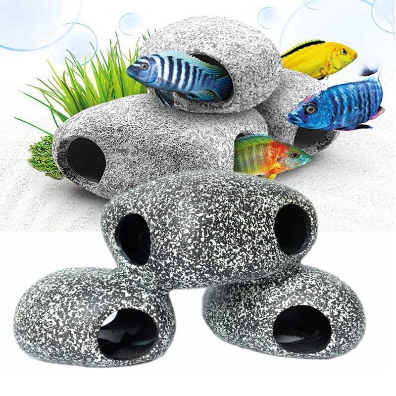 Shrimp Breeding Ceramic Rock Ornament For Aquarium