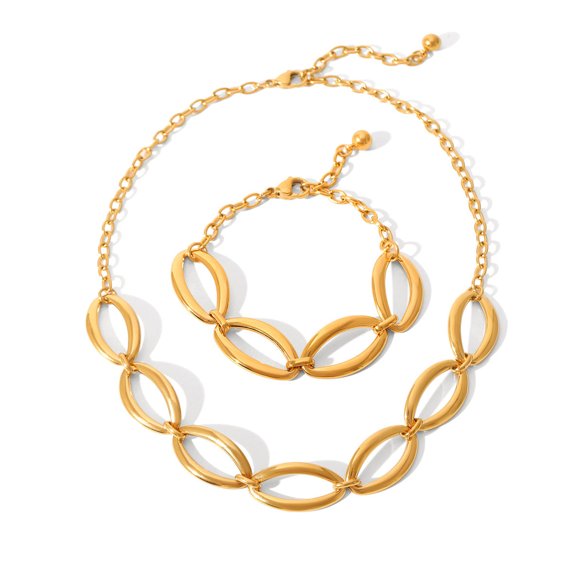 Geometric Oval Stainless Steel Necklace Exaggerated Niche Design Titanium Steel Bracelet