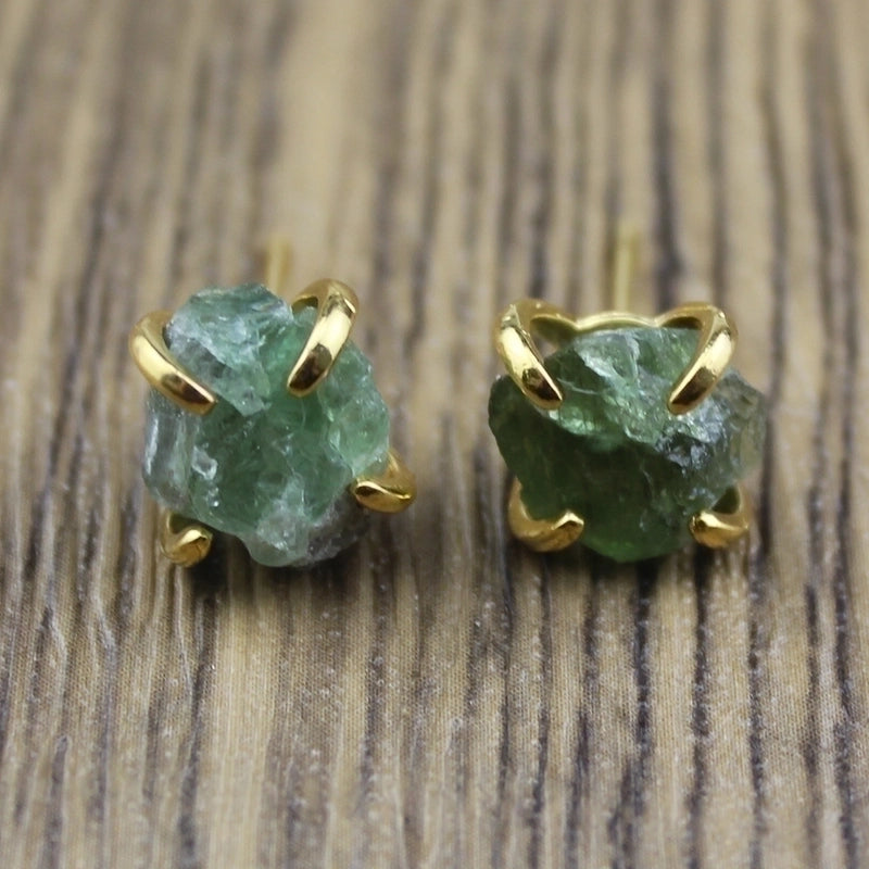 1 Pair Minimalist Irregular Inlay Gem Natural Stone Ear Studs