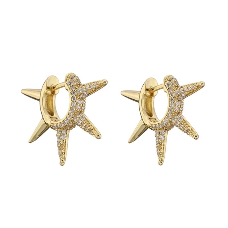 Simple Micro-inlaid Thorn Pointed Copper Plated Ear Clip