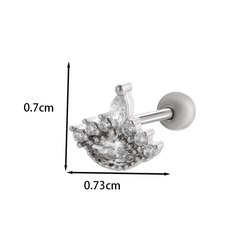 1 Piece Ear Cartilage Rings & Studs IG Style French Style  Water Droplets Flower Copper Inlay Zircon