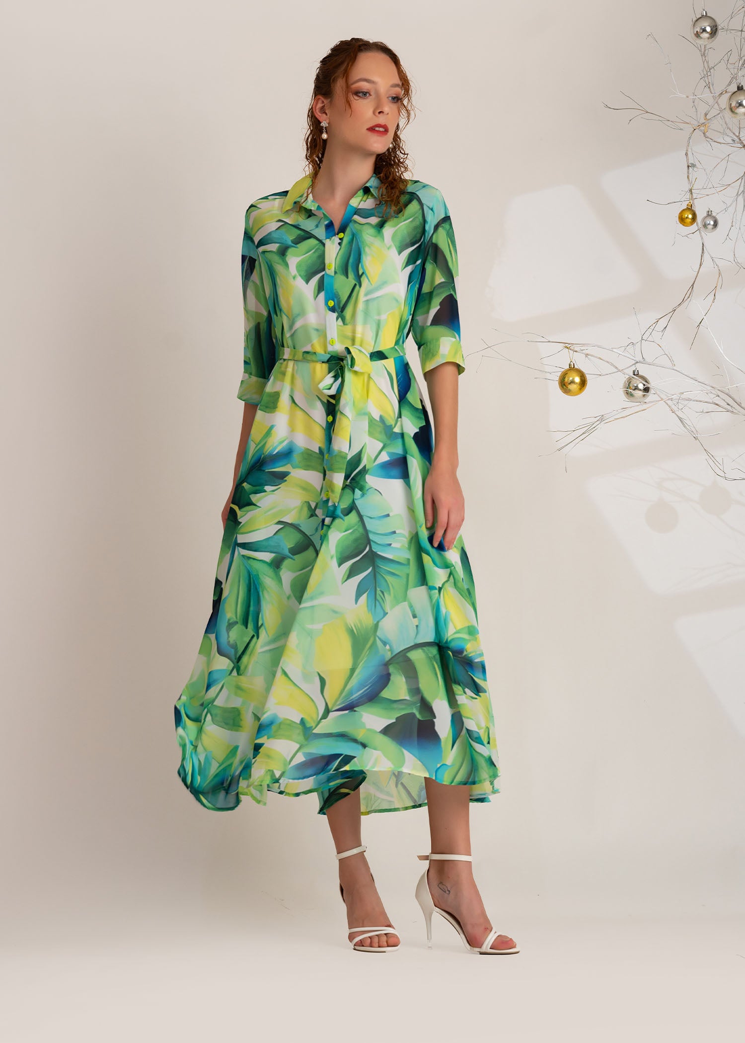 Printed Maxi Shirt Dress