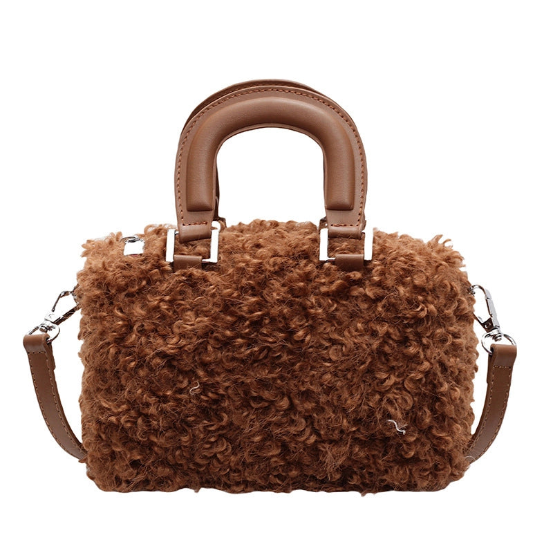 Women's Plush Square Streetwear Square Zipper Handbag Crossbody Bag