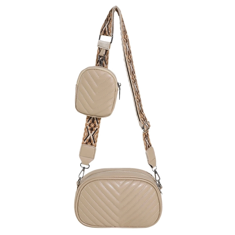 Women's Small Pu Leather Solid Color Basic Zipper Shoulder Bag Bag Sets