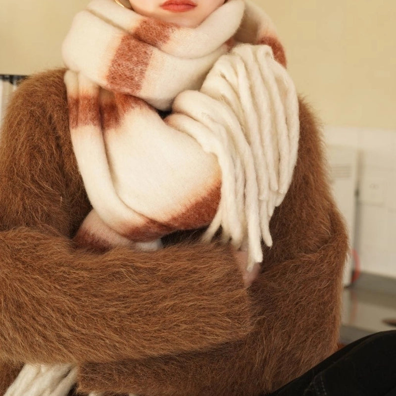 Women's Minimalist Classic Style Color Block Polyester Scarf