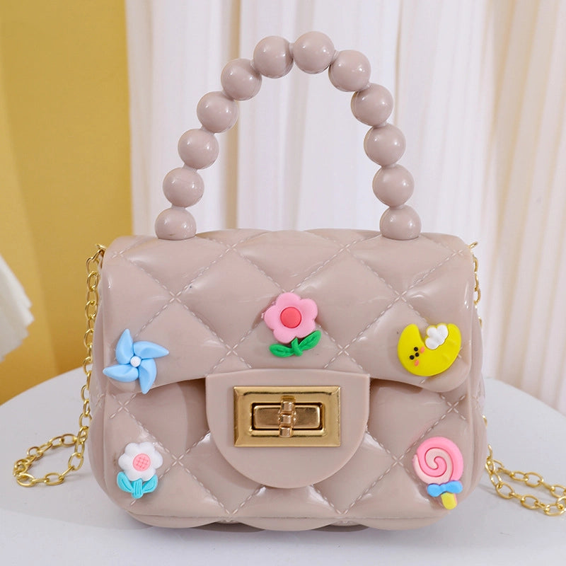 Women's Small PVC Color Block Streetwear Square Lock Clasp Handbag