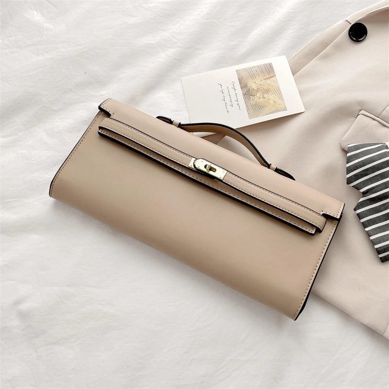 Women's Pu Leather Solid Color Elegant Square Lock Clasp Handbag