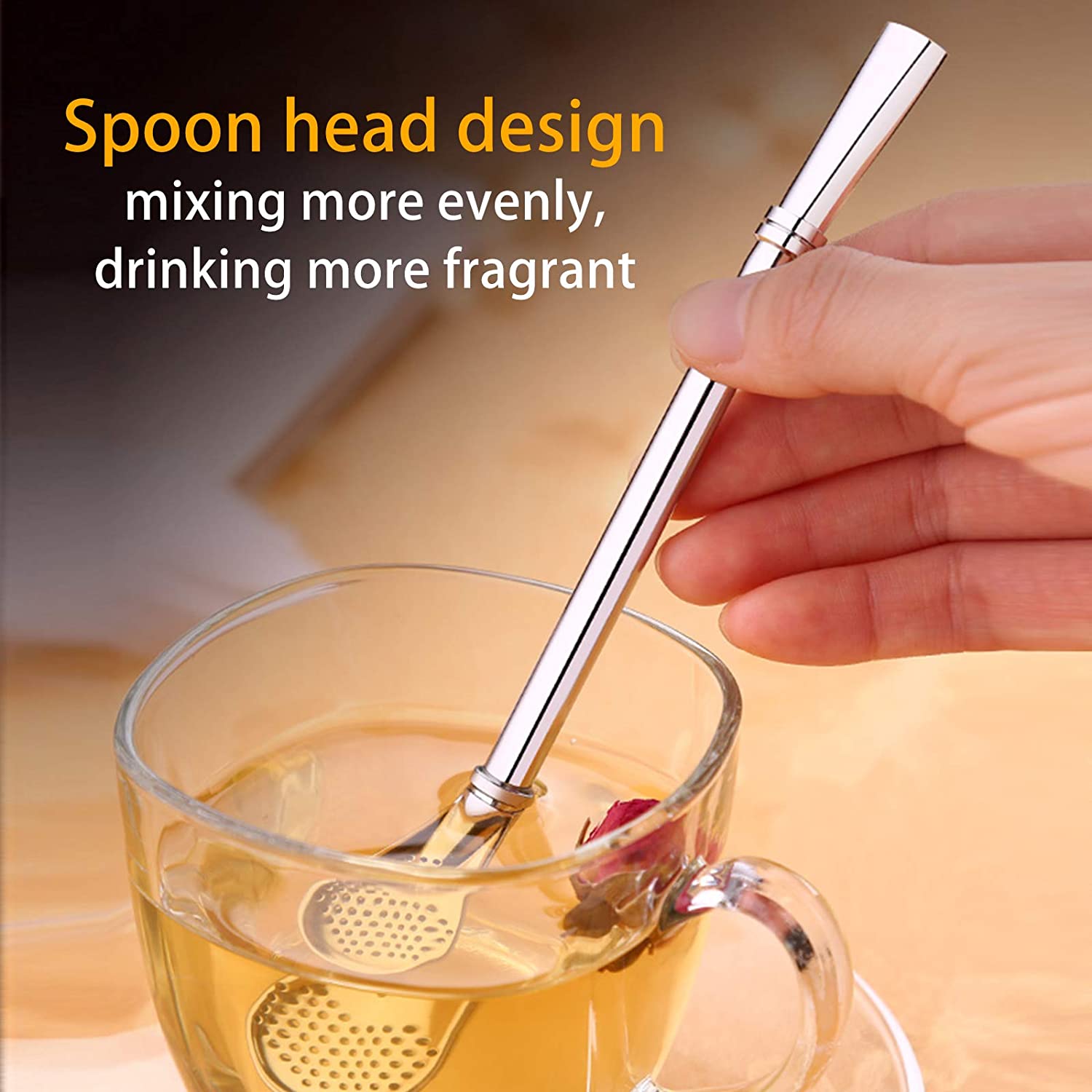 Stainless Steel Straw Filter Spoon. Metal Straw Stainless Steel Drinking Straw (Pack Of 4)