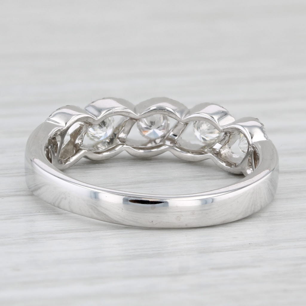0.66ctw 5-Stone Diamond Ring 14k White Gold Size 8.25 Wedding Anniversary Band