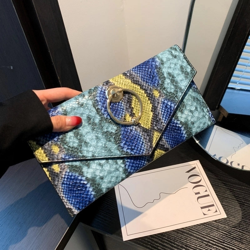 Women's All Seasons Pu Leather Color Block Streetwear Square Flip Cover Envelope Bag