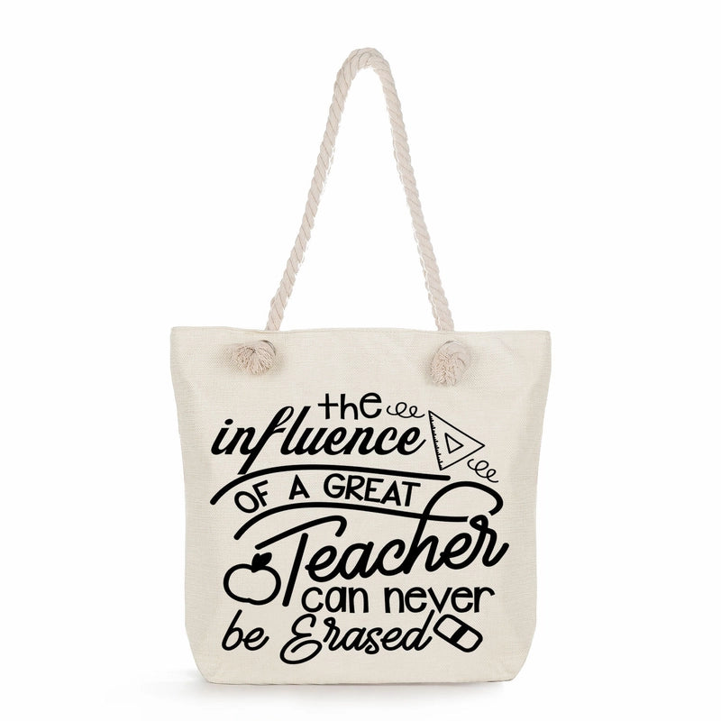 Women's Cotton And Linen Letter Classic Style Square Zipper Tote Bag