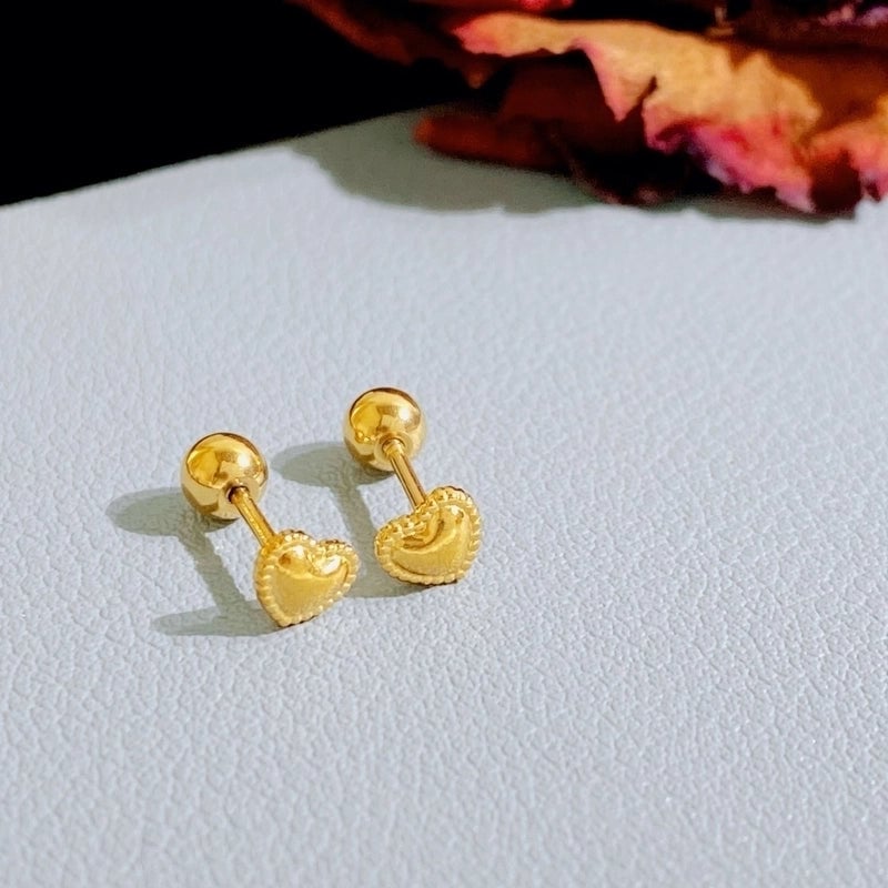 1 Pair Minimalist Heart Shape Plating Titanium Steel Gold Plated Ear Studs