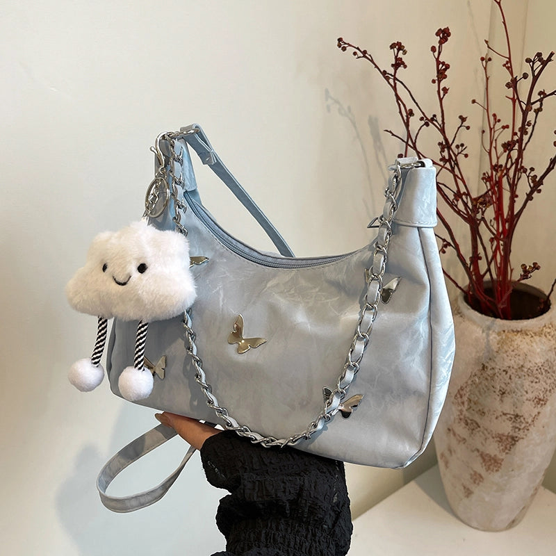 Women's Pu Leather Solid Color Streetwear Square Zipper Shoulder Bag Crossbody Bag