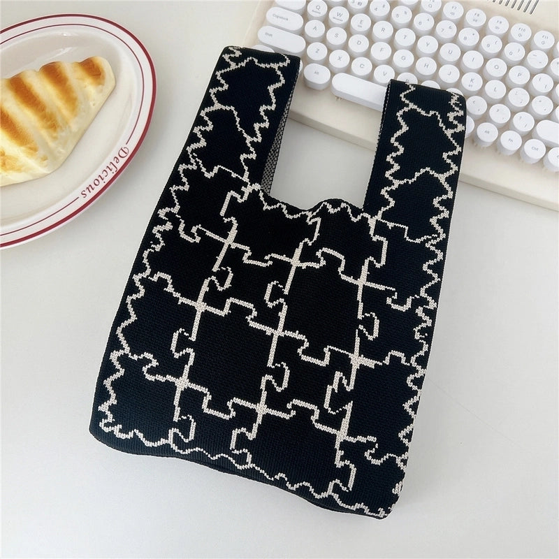 Women's Small Knit Flower Butterfly Vintage Style Open Shopping Bags