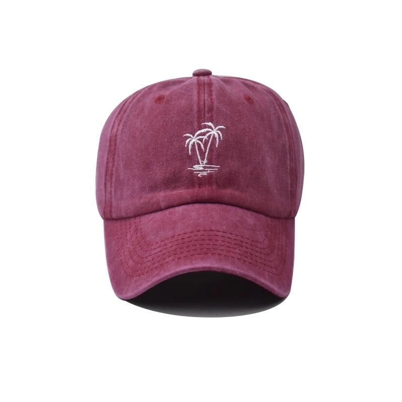 Unisex Basic Coconut Tree Embroidery Crimping Baseball Cap
