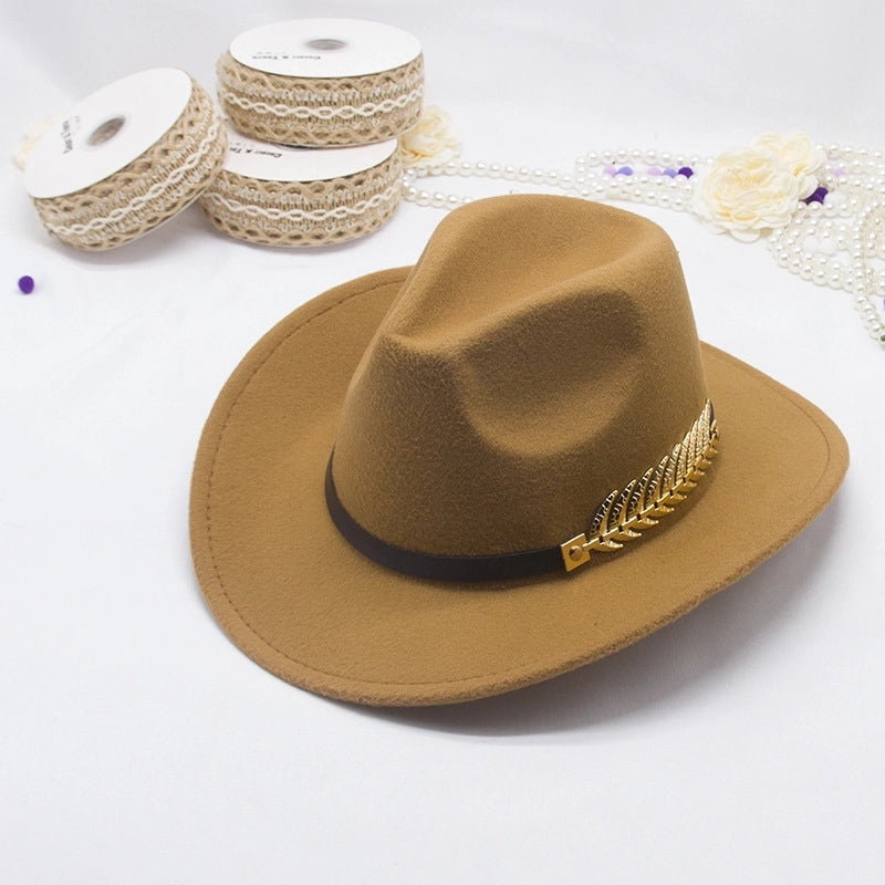 New Ethnic Style Tibetan Western Cowboy Hat Topper Hat Autumn And Winter Men's And Women's Felt Hat Edge Jazz Hat Fashion