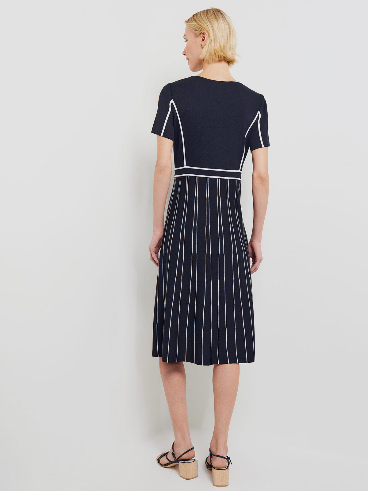 Contrast Stripe A-Line Soft Knit Dress - Modern Fit