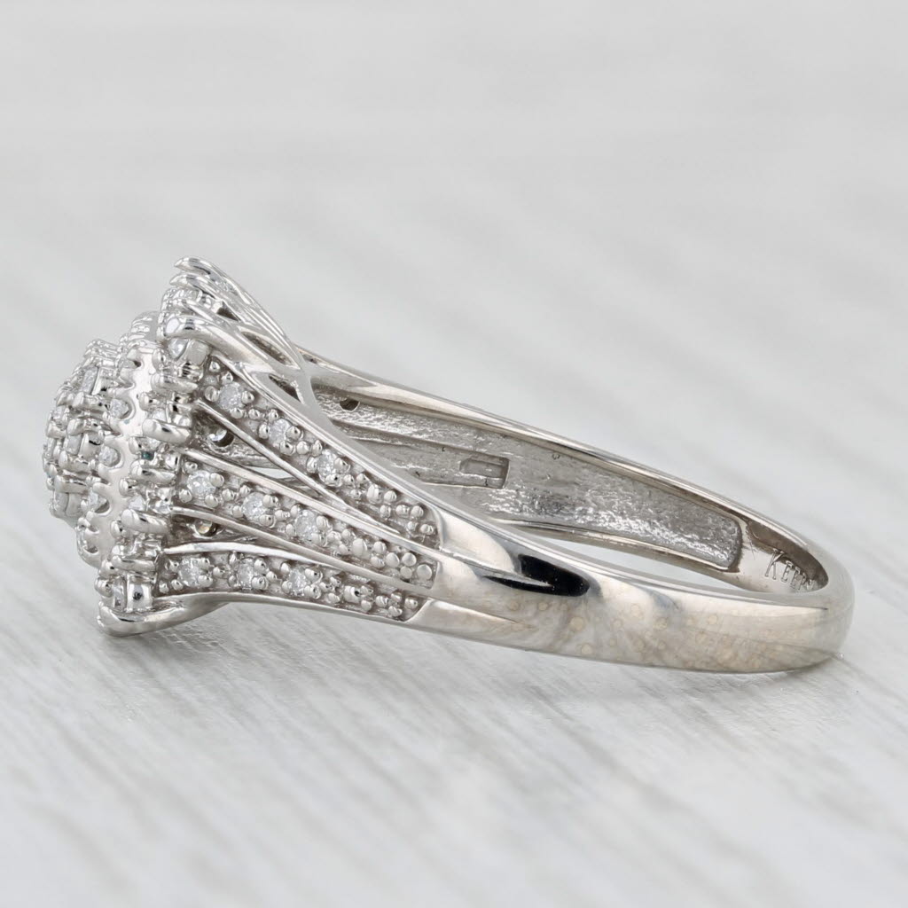 0.24ctw Diamond Cluster Halo Engagement Ring 10k White Gold Size 7