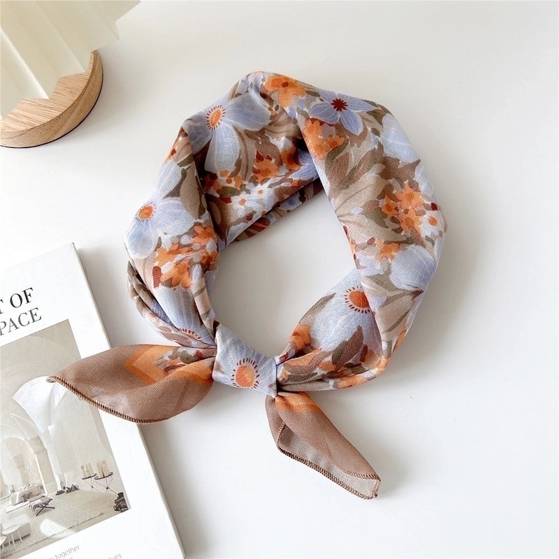 Women's Pastoral Minimalist Flower Cotton And Linen Printing Silk Scarf
