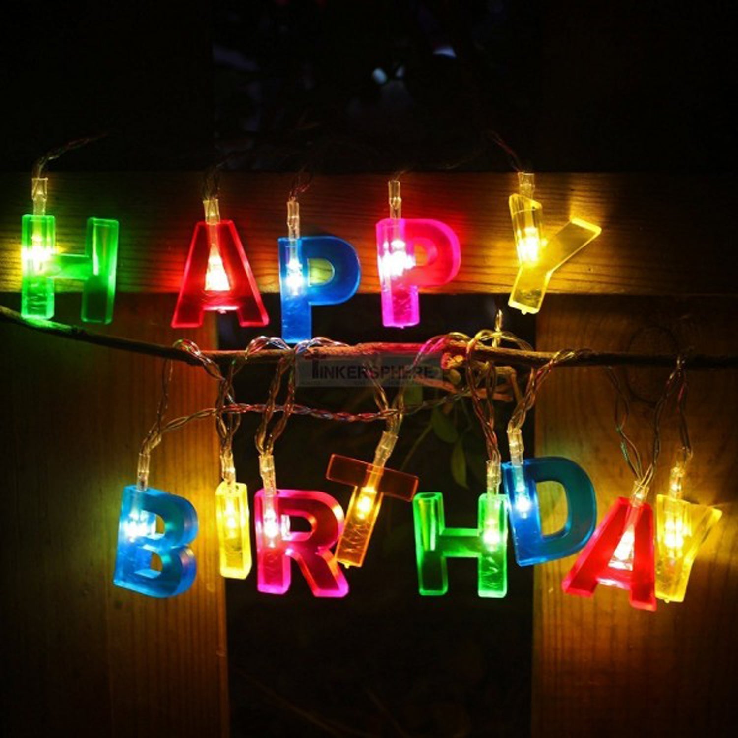 Decoratives Plastic Happy Birthday 13 LED Letter Battery Operated String Lights. Outdoor String Lights (Multicolour)