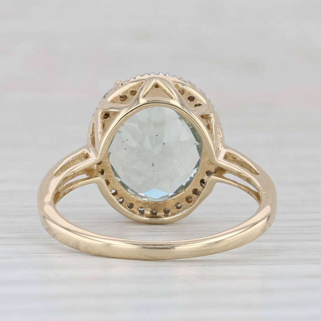 4.67ctw Prasiolite Green Amethyst Diamond Halo Ring 14k Yellow Gold Size 7