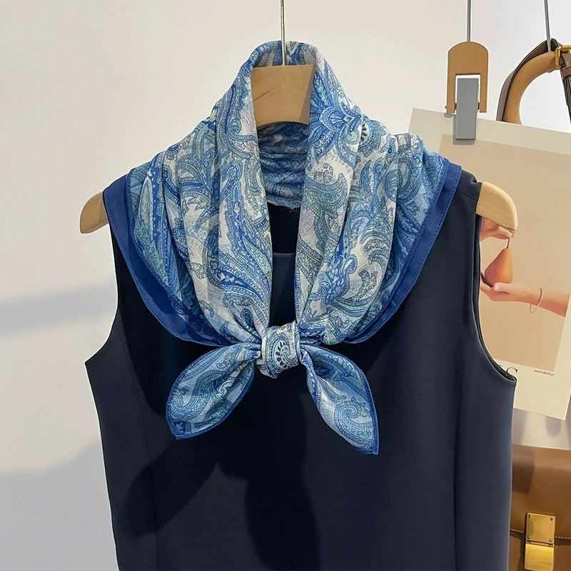 Women's Elegant Flower Polyester Silk Scarf