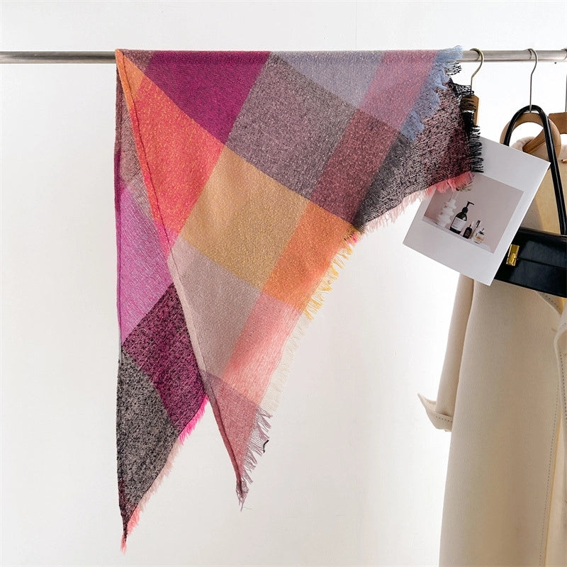 New Cashmere Color Plaid Warm Shawl Scarf Unisex Autumn And Winter Fashion Tassel Scarf