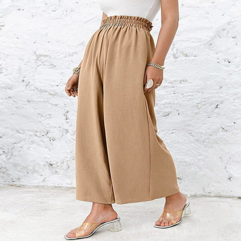 Summer High Waisted Wide Linen Pants For Women