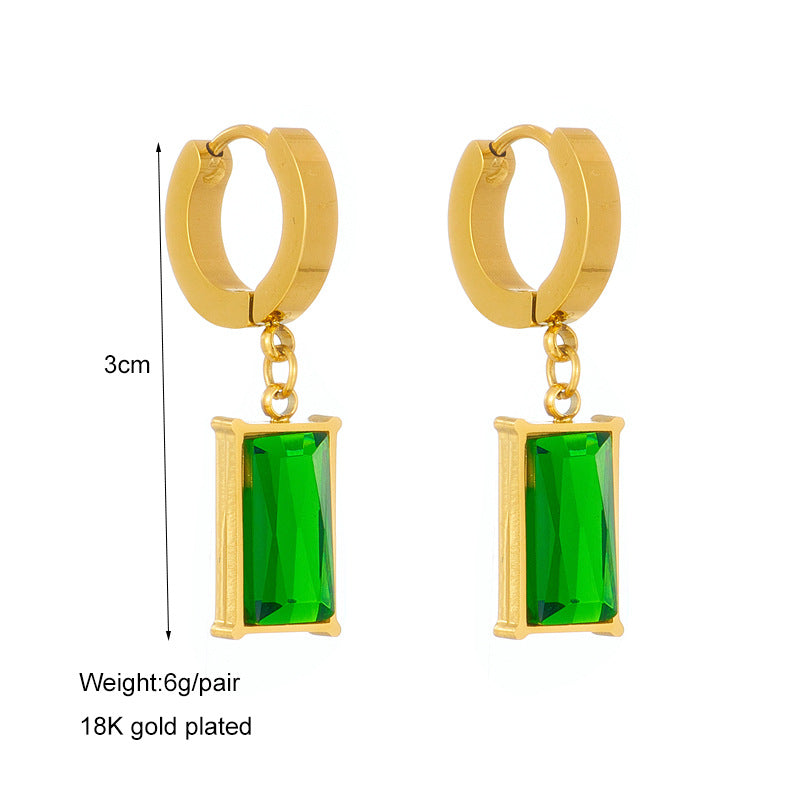Women Square Chain Titanium Steel Electroplating Jewelry Sets