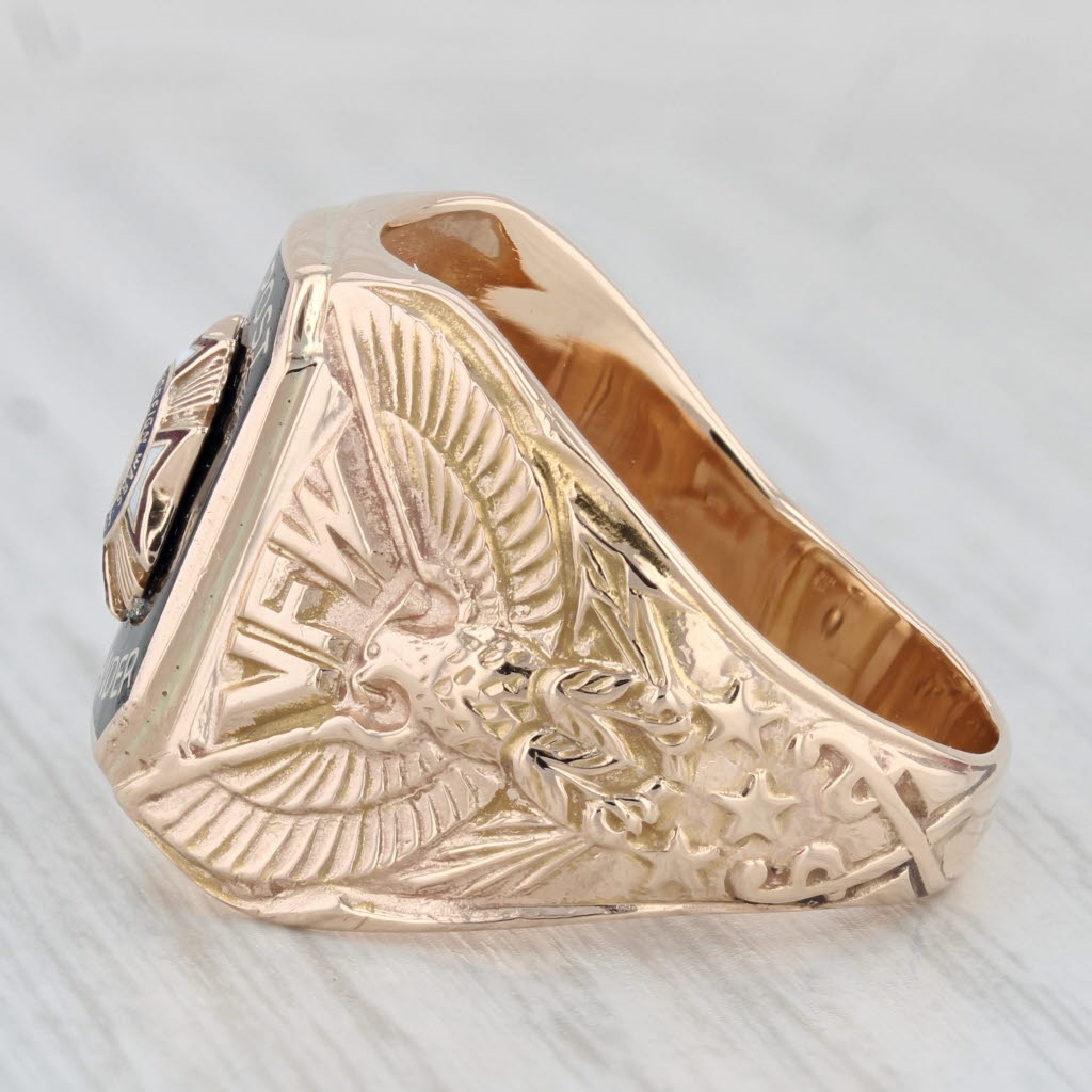 VFW Past Post Commander Cross Signet Ring 10k Gold Veterans Foreign Wars