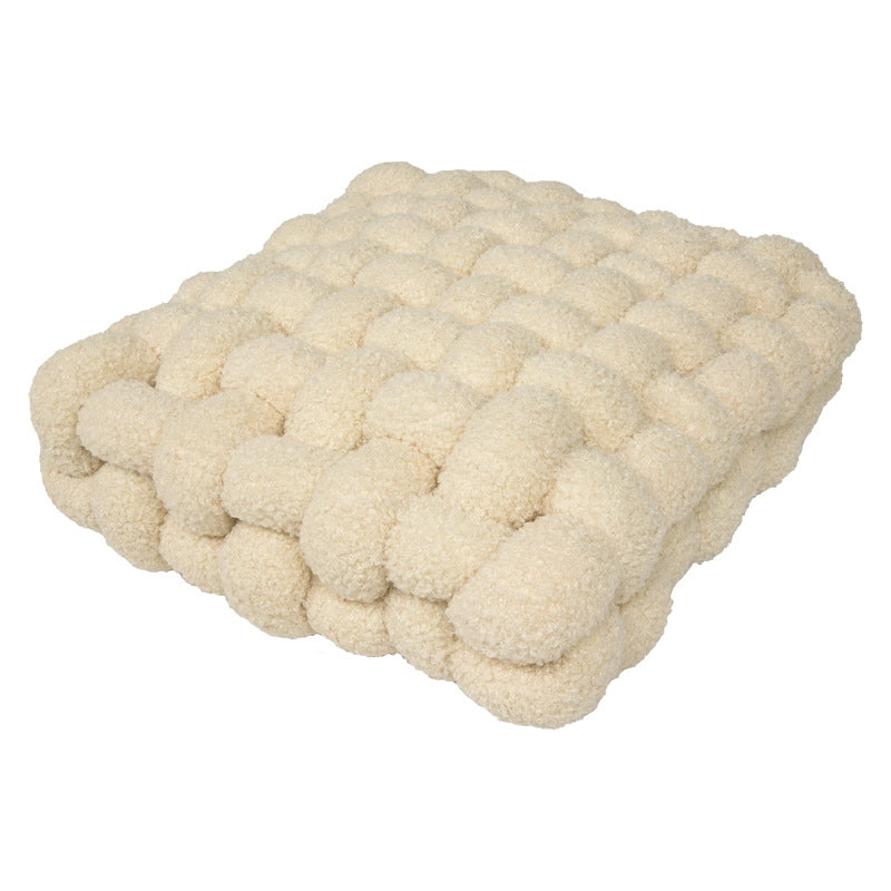 Lambswool Pillow Square Woven Chair Cushion Sofa Cushion Plush Pillow Decorative Bay Window Cushion