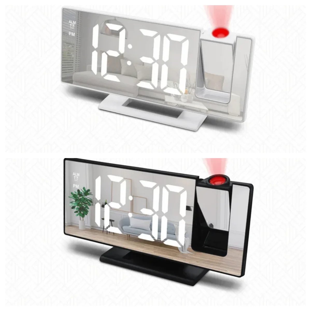 ⚡💥3D Projection Alarm Clock Makeup LED Mirror