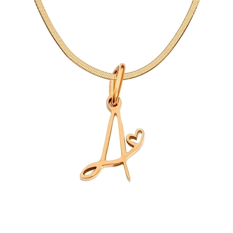 Stainless Steel Titanium Steel 14K Gold Plated Minimalist Plating Letter Heart Shape Pendant Necklace