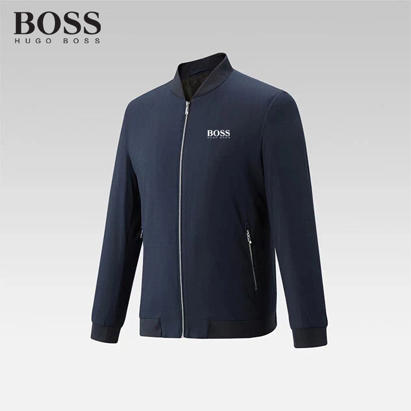 BOSS Men-s Baseball Collar Jacket Smooth Casual Solid Extrent Coat