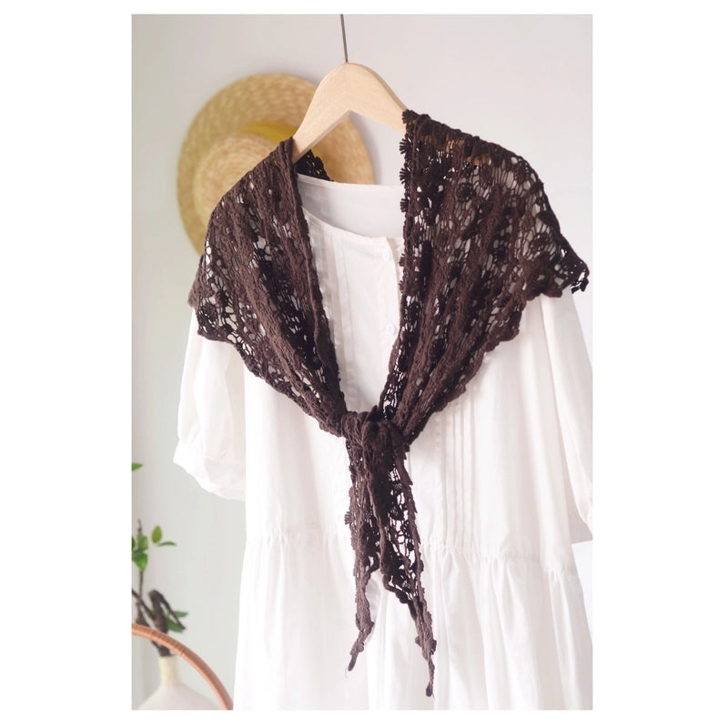 Cotton Handmade Crochet Triangle Scarf Spring And Summer Women's Solid Color Hollow-out Air-conditioning Room Neck Protecting Shawl Dual-purpose Scarf