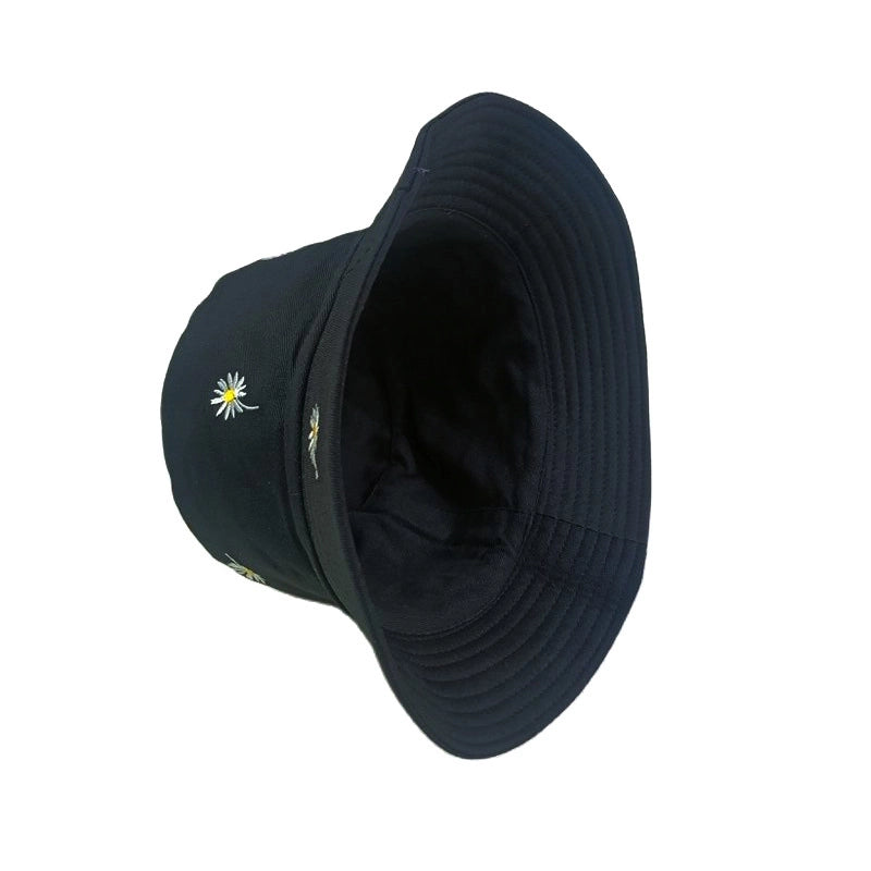 Women's Casual Sweet Flower Embroidery Flat Eaves Bucket Hat