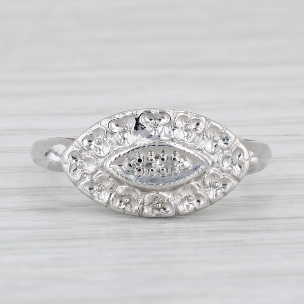 Vintage Diamond Princess Ring 10k White Gold Size 6