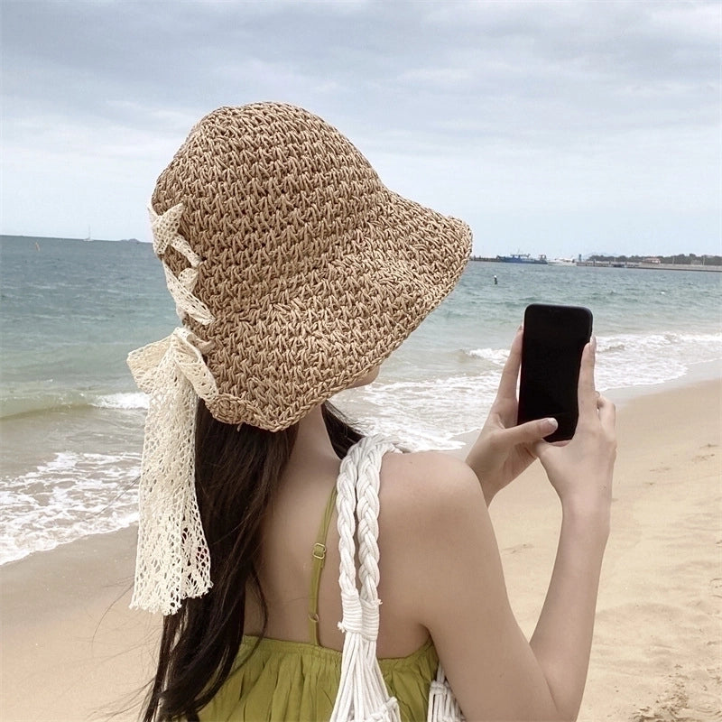Women's Vacation Minimalist Bow Knot Big Eaves Sun Hat