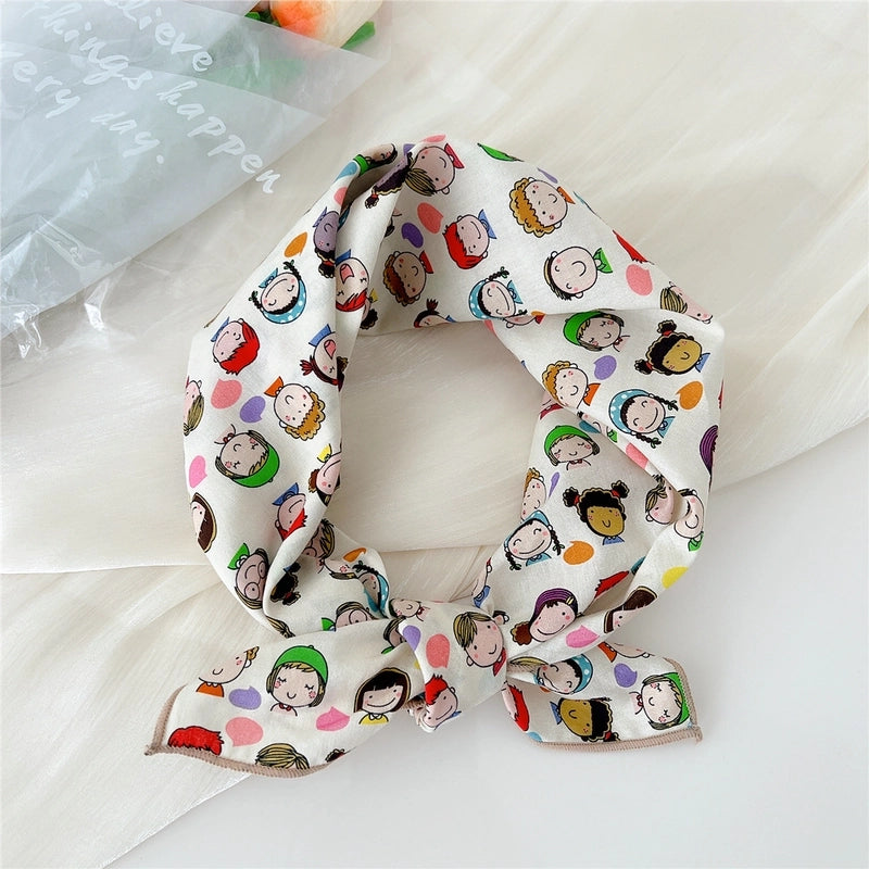 Women's Elegant Sweet Ditsy Floral Polka Dots Heart Shape Polyester Silk Scarf