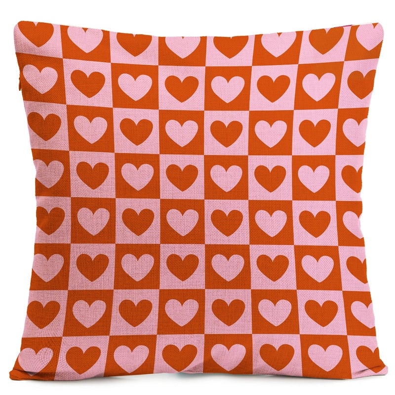 Valentine'S Day Elegant Lady Minimalist Heart Shape Linen Polyester Pillow Cases Couch & Sofa Decor