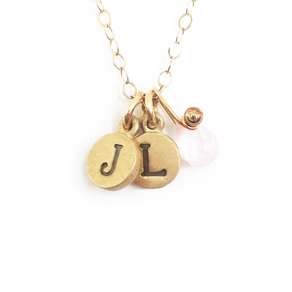 14k Gold Personalized Tiny Dot Necklace with Gemstones