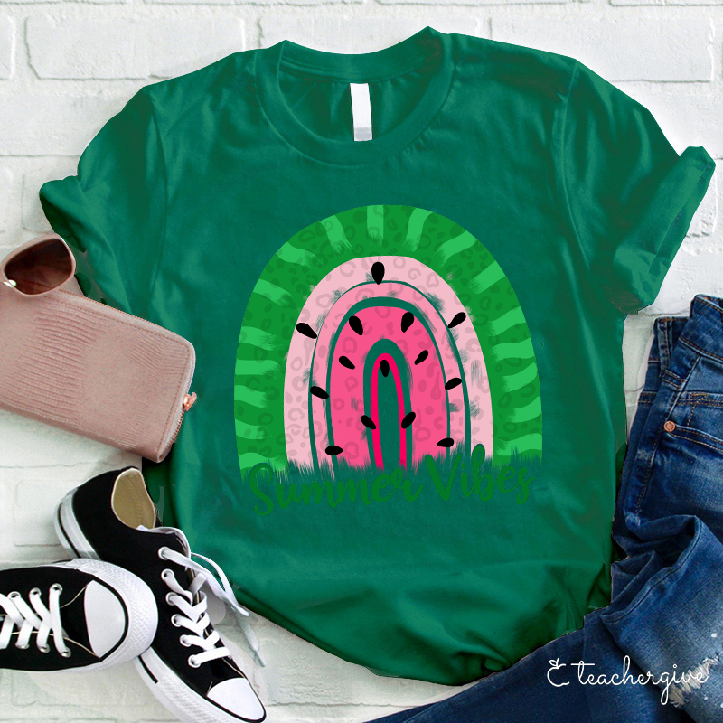 Watermelon Summer Vibes Teacher T-Shirt