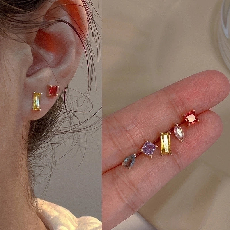 2 Pieces Fashion Heart Shape Flower Copper Beaded Plating Inlay Pearl Zircon Earrings Ear Studs 1 Pair